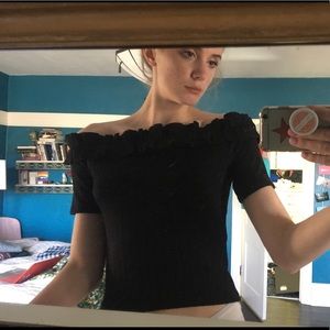 Off the Shoulder Black Top